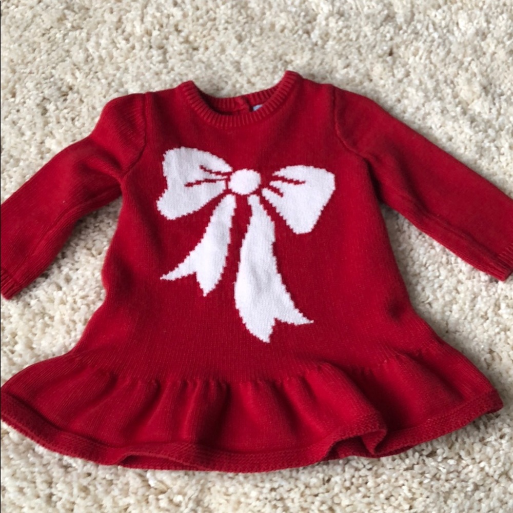 Baby gap knit bow sweater dress 6-12 months